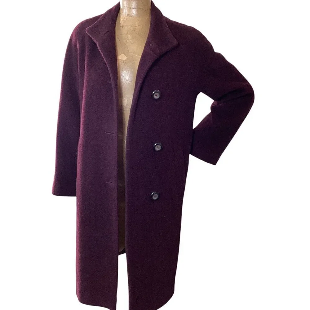 Jones New York‎ Walker Coat Wool Nylon Alpaca Sz 6 Burgundy Red #3L